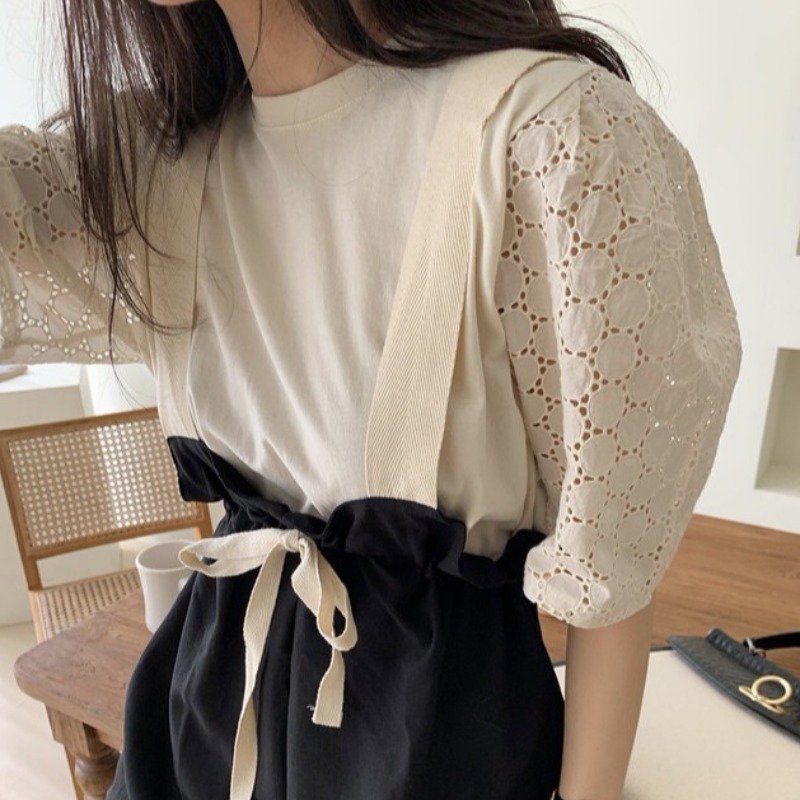 Set Áo Tay Phồng Và Quần Yếm Phong Cách Hàn Quốc 2021 Cho Nữ | BigBuy360 - bigbuy360.vn