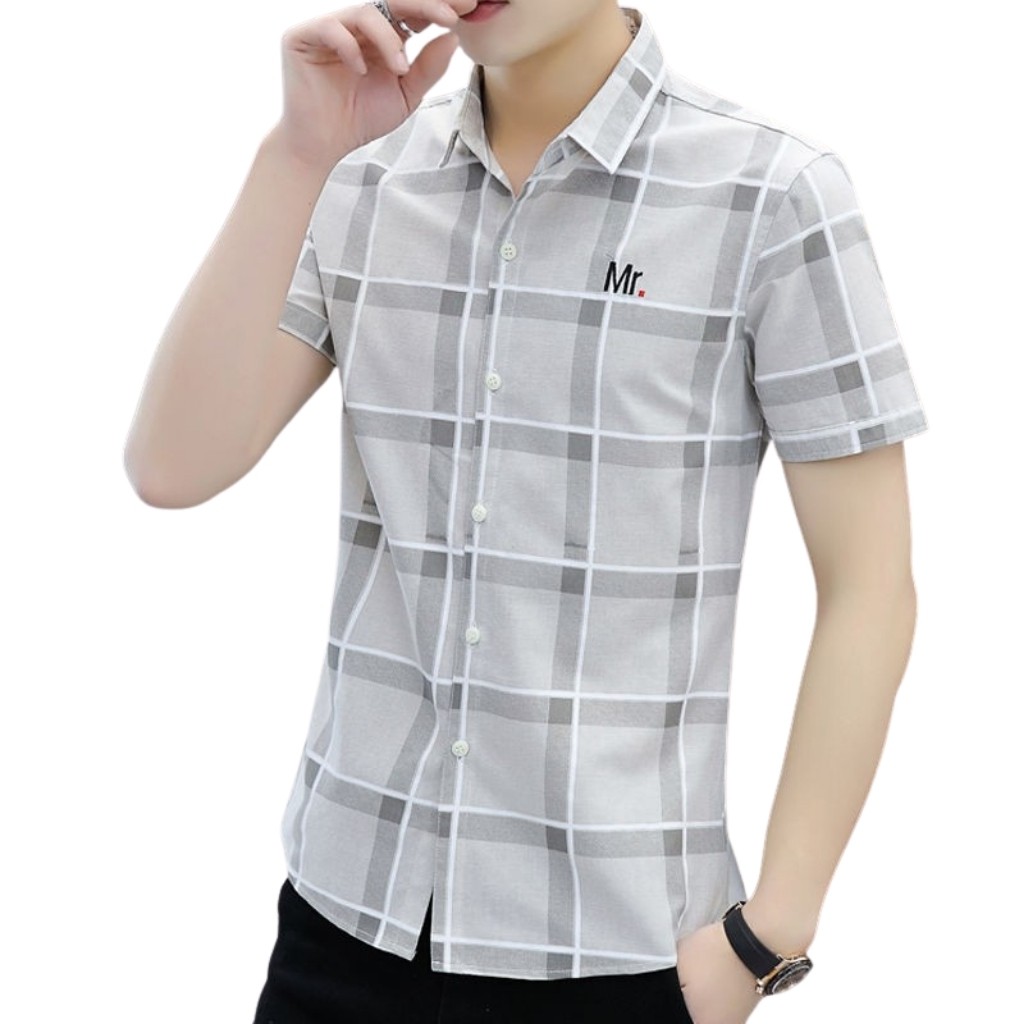 Áo Sơ Mi Nam Ngắn Tay H&H-SM11 Phối Ô Kẽ Thời Trang Chất Vải Kate Không Nhăn Không Xù Mát Mẻ - 2 Màu