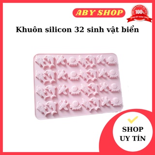 Khuôn silicon 32 sinh vật biển ⚡ CAO CẤP ⚡ khuôn rau câu silicon cấp thực phẩm, sử dụng nhiều lần