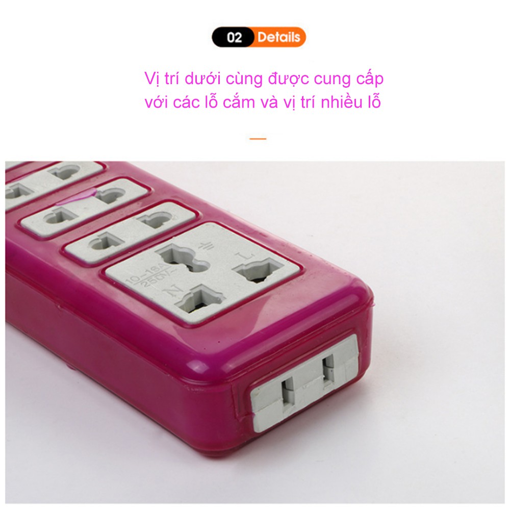 Ổ cắm chuyển dổi 3 chân, 2 chân - Ổ cắm điện không dây lõi đồng chịu nhiệt cao màu tím màu cam