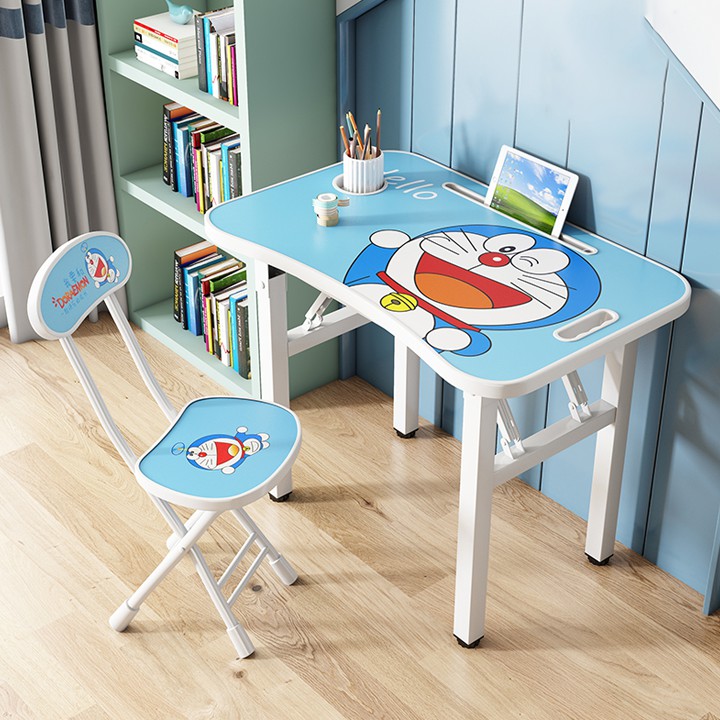 Bàn học trẻ em, bàn ăn cho bé gấp gọn kèm ghế họa tiết dễ thương | BigBuy360 - bigbuy360.vn