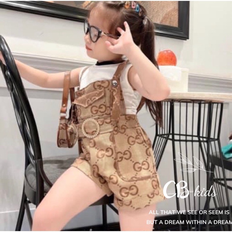 Set yếm quần gc kèm thắt lưng cho bé gái