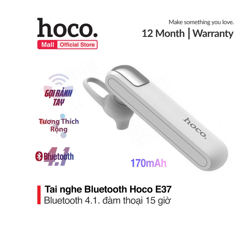 Tai nghe Bluetooth Wireless V4.1 WT Hoco E37 - 170mAh - Không dây, âm thanh sống động