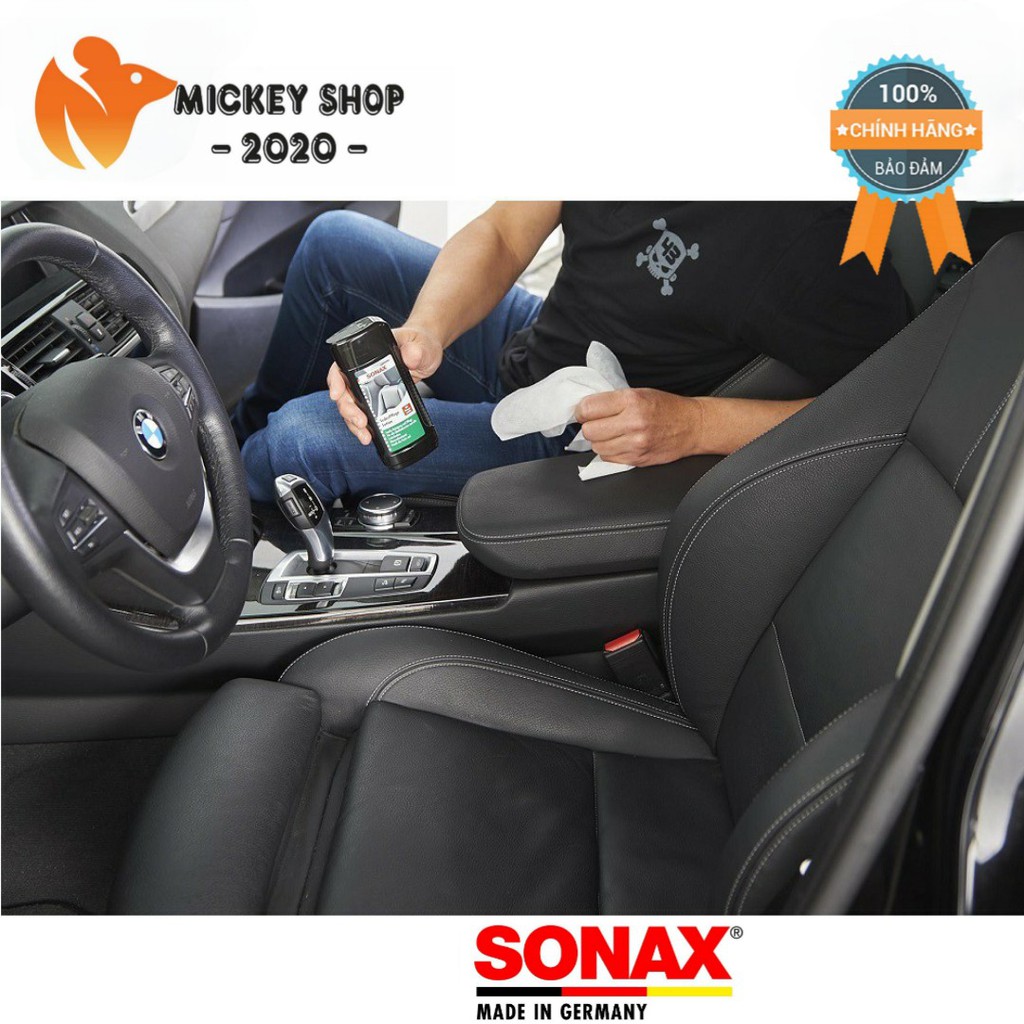 [ YÊU THÍCH ] Combo Dung dịch vệ sinh nội thất xe Sonax 321200 (500ml) và Kem dưỡng ghế da Sonax 291141 (250ml)
