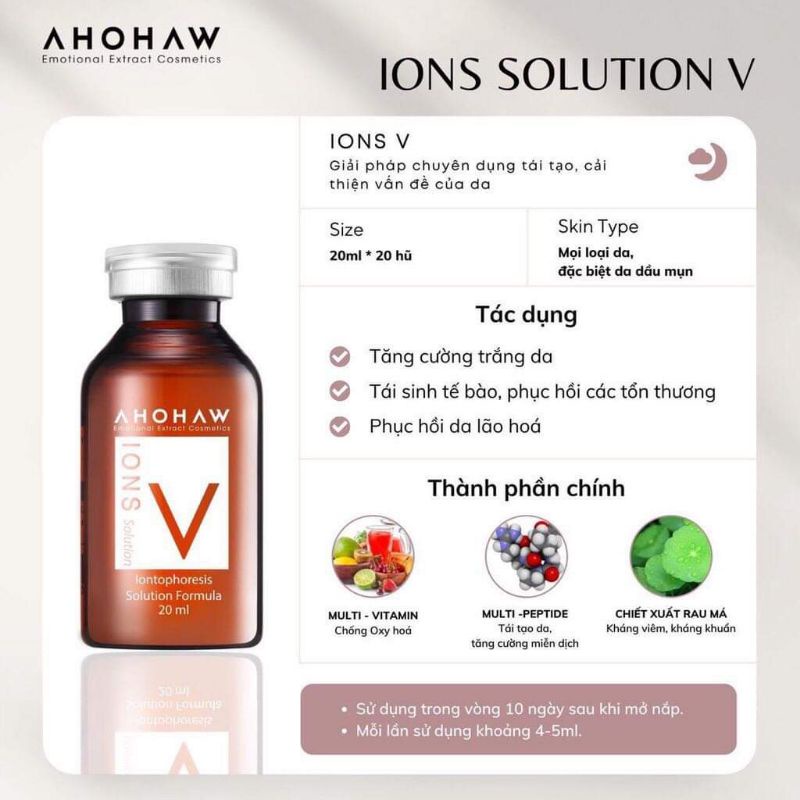 SIÊU TẾ BÀO GỐC CẤY TRẮNG PHỤC HỒI DA CHUYÊN SÂU AHOHAW - IONS V
