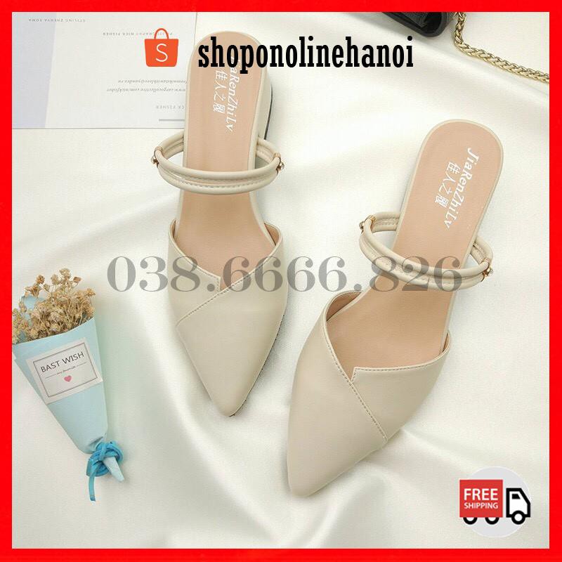 Free ship Giày cao gót / sandal cao gót mũi nhọn 2 quai ngang xinhhh