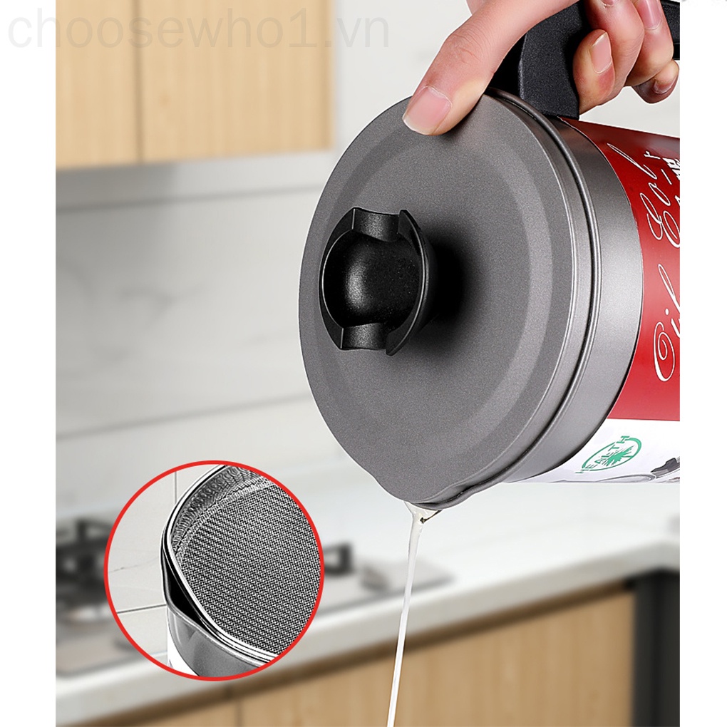 Bình Lọc Dầu Bằng Thép Không Gỉ Dung Tích Lớn Có Nắp Đậy Tiện Dụng Cho Nhà Bếp 1