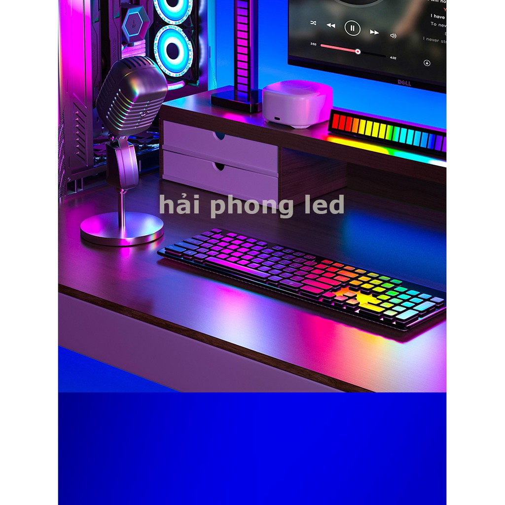 [Dùng APP] Thanh đèn led RGB cảm ứng âm thanh điều chỉnh đổi màu qua giọng nói Thanh đèn led cảm ứng theo mức độ âm nhạc