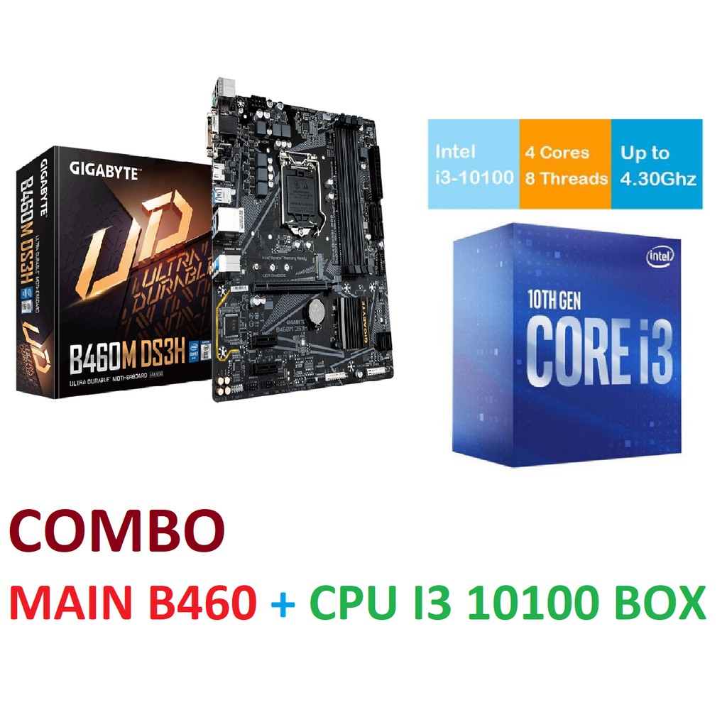 Combo CPU i3-10100 Box + Main tùy chọn (MSI, Asus, ASrock, Gigabyte) - hàng chính hãng 36T