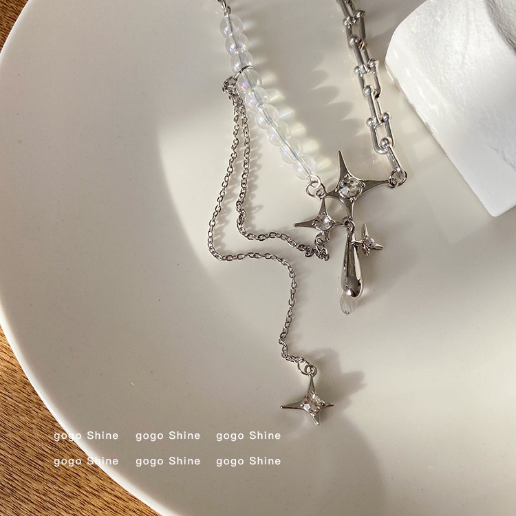 Vòng cổ Thép Titan Phối Tua Rua Phong Cách Hàn Quốc Thời Trang Cho Nữ