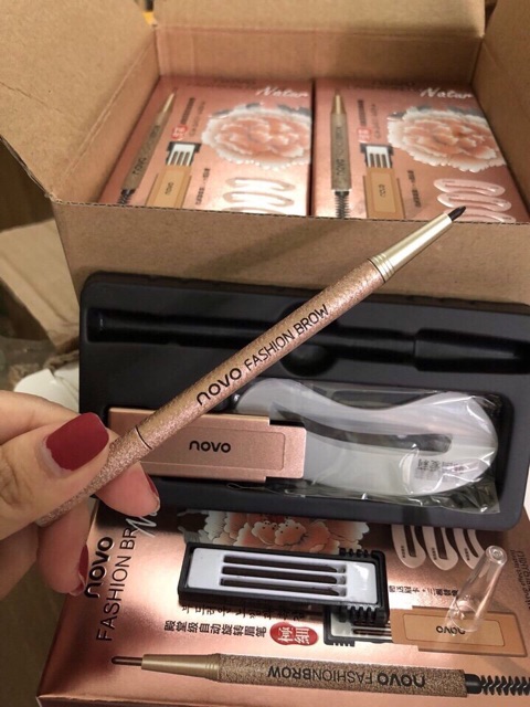 SET BỘ 4 CHÌ MÀY 2 ĐẦU+ 3 KHUÔN KẺ MÀY NoVo Chính hãng | BigBuy360 - bigbuy360.vn