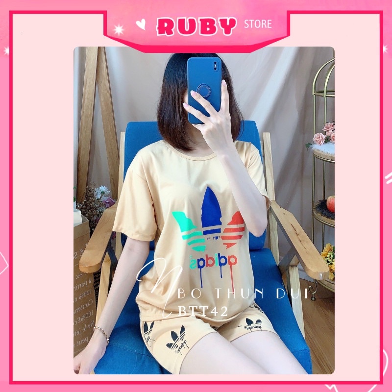 Set bộ nữ mặc nhà ❤️ Đồ bộ đùi thể thao chất thun mềm mịn Free Size Dưới 47KG ❤️ Rubystorevn