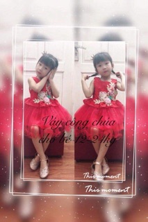 Váy ren công chúa hoa thêu đắp 3D