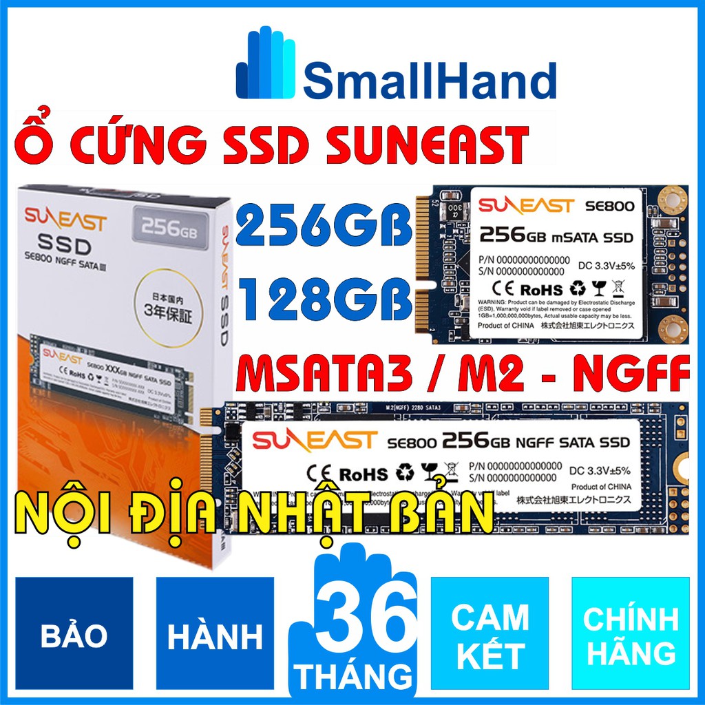 Ổ cứng SSD SunEast M.2 và mSATA 256GB/128GB nội địa Nhật Bản – CHÍNH HÃNG – Bảo hành 3 năm – M2 Sata3/ mSATAIII SSD