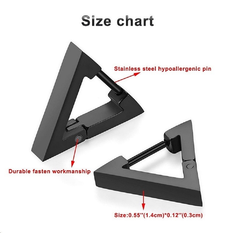Đôi Bông Tai Hình Tam Giác Bằng Thép Không Gỉ Cho Nam