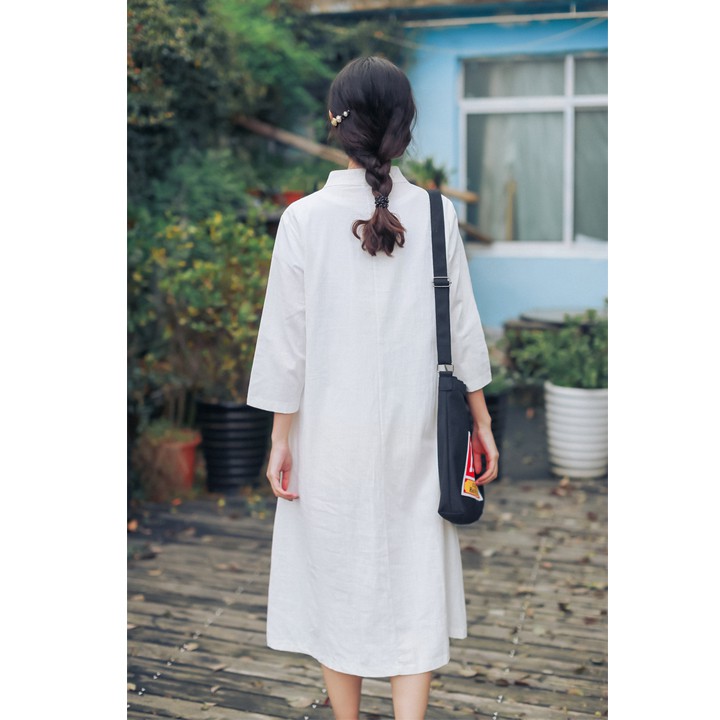 THANH LÝ HÀNG TỒN KHO Đầm bầu công sở cổ tàu thêu hoa hàng nhập Quảng Châu