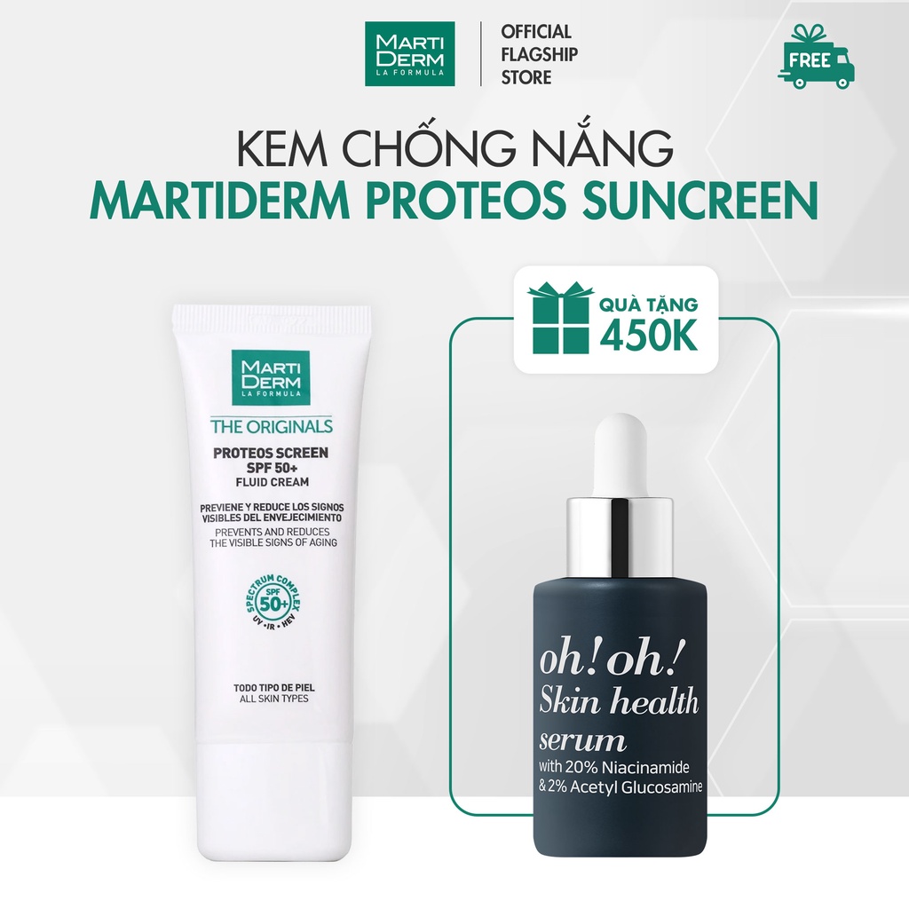 Kem Chống Nắng Phổ Rộng Toàn Diện Ngừa Lão Hóa Martiderm The Originals Proteos Screen SPF50+ 40ml