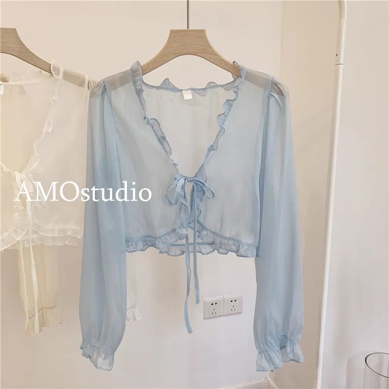 Áo Sơ Mi Tay Dài Dáng Rộng Phối Nơ Thời Trang Xinh Xắn Cho Nữ