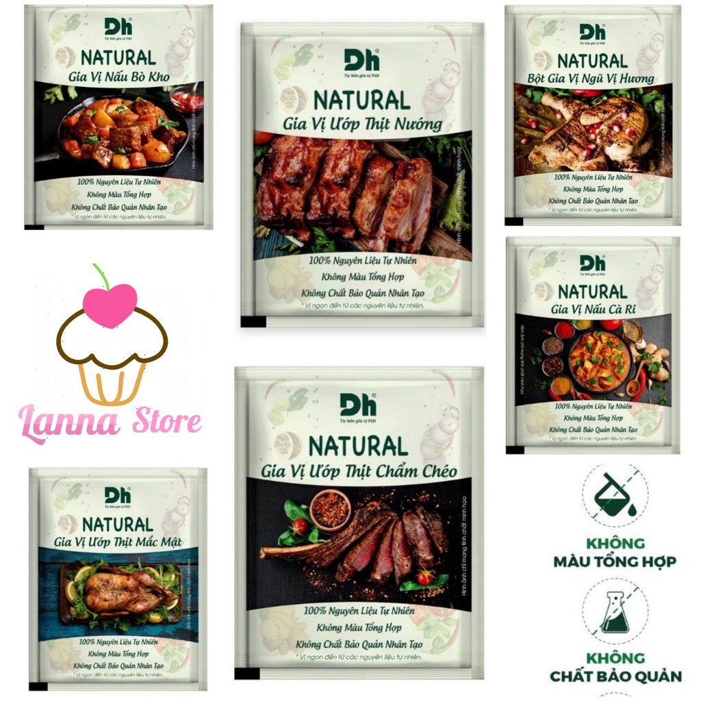 Gia vị ướp BBQ ngũ vị hương chẩm chéo mắc mật, nấu cà ri bò kho Natural DH Foods gói 10gr