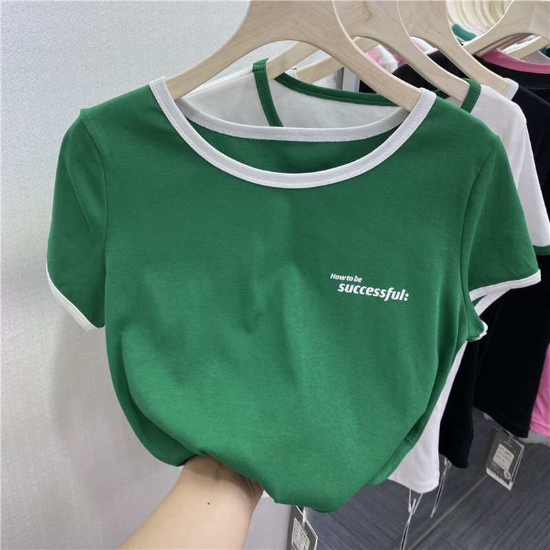 Áo thun BH tay ngắn in chữ nhiều màu sắc thời trang mùa hè cho nữ