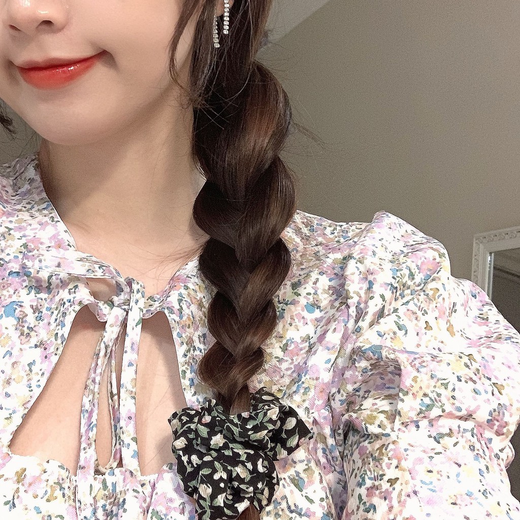 Dây cột tóc họa tiết hoa xinh xắn phong cách Hàn Quốc