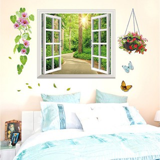 Decal Cửa Sổ Giỏ Hoa
