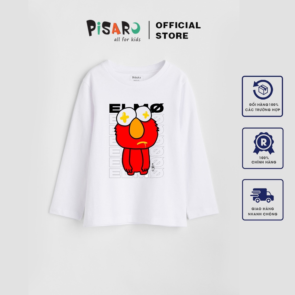 Áo thun dài tay Pisaro bé trai bé gái chất vải Cotton mềm mại, áo phông dài tay cho bé