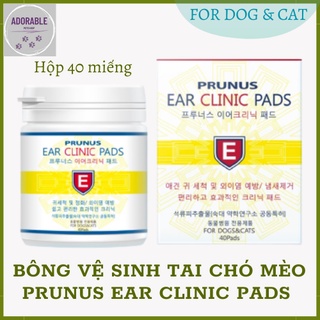 BÔNG VỆ SINH TAI CHÓ MÈO PRUNUS EAR CLINIC PADS (40 miếng)