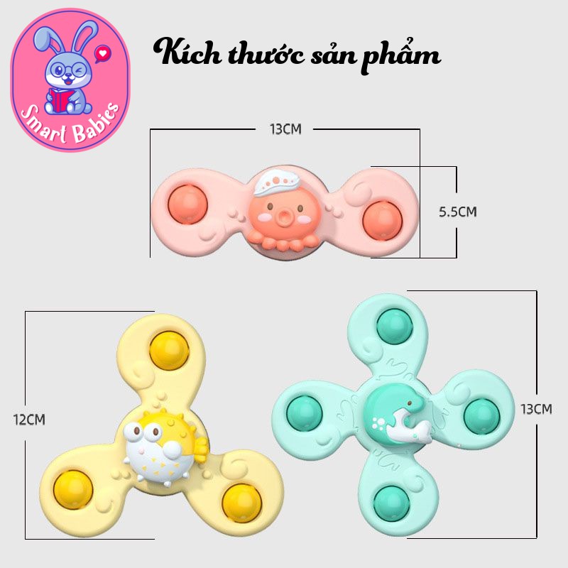 Con quay đồ chơi Spinner dán tường kiểu dáng hoạt hình loại 2 cánh, 3 cánh, 4 cánh cho bé