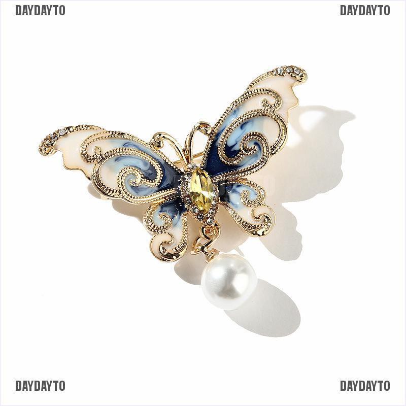 Ghim Cài Áo Hình Bướm Đính Đá Và Ngọc Trai Nhân Tạo Thời Trang Cho Nữ