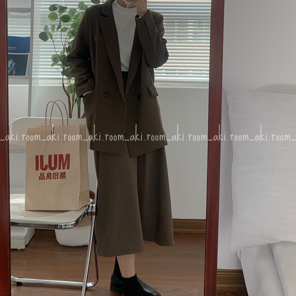 Áo blazer hai lớp túi vuông nắp hai khuy có độn vai mỏng chất dày dặn đứng dáng
