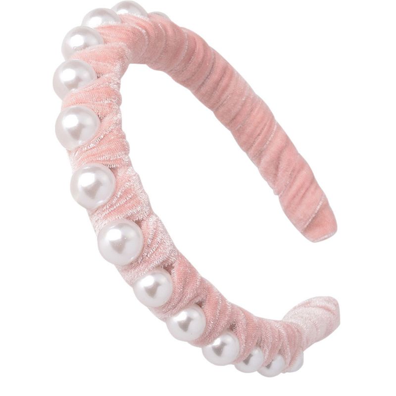 Băng Đô Cài Tóc Bằng Nhung Đính Ngọc Trai Giả Phong Cách Dân Tộc Dành Cho Nữ