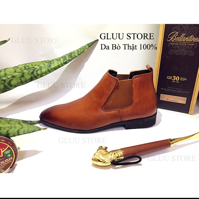 Chelsea Boot Da Thật Nâu Đậm