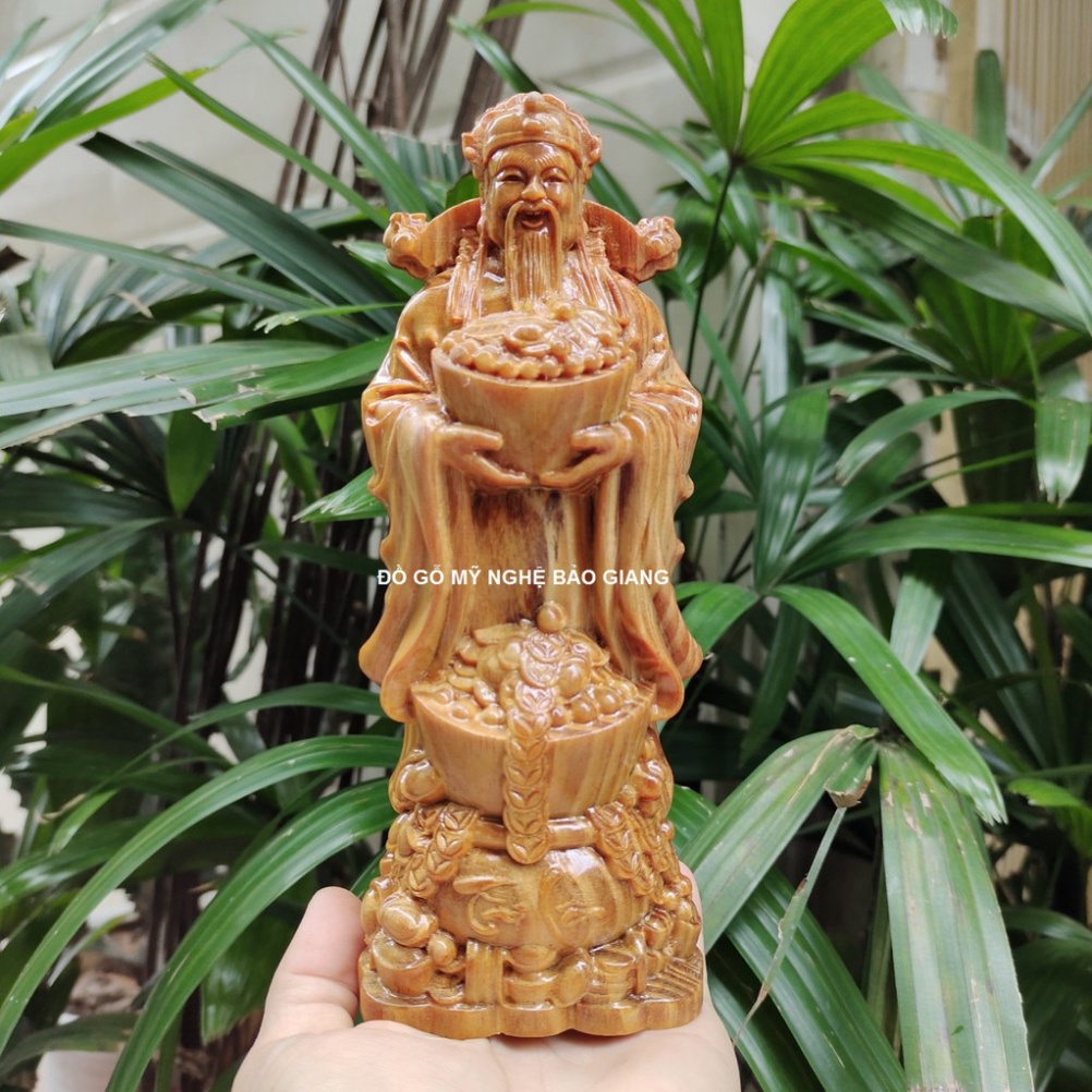 Tượng thần tài gỗ huyết long cao 20 cm