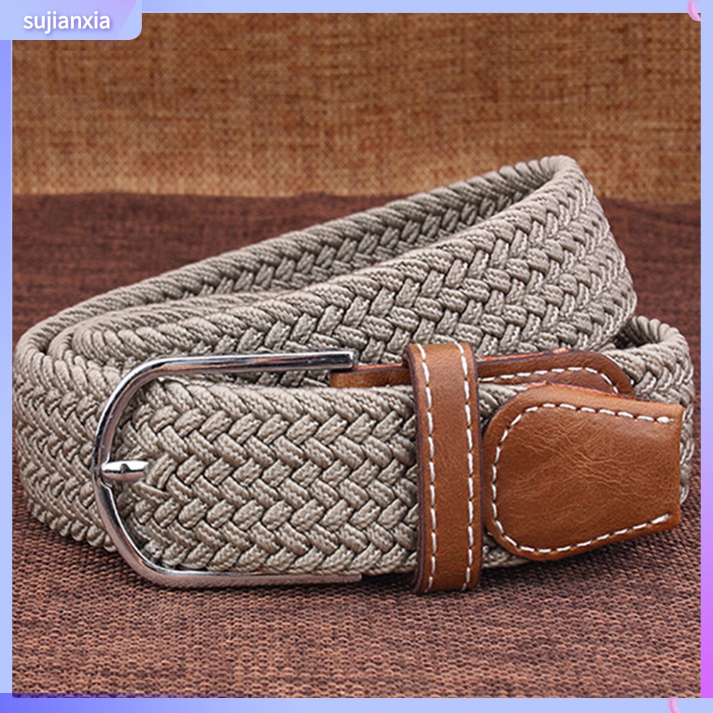 Sujianxia| Thắt Lưng Dây Bện Co Dãn Có Khóa Kim Loại Thời Trang Cho Nam Và Nữ