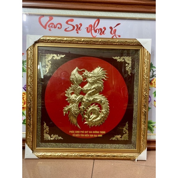 Chữ phúc,Lộc,thọ trạm khắc hoa tiết rồng bằng đồng bản vuông 69*69