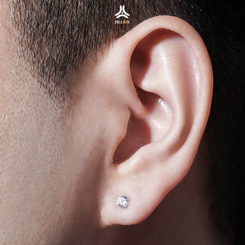 Bông tai bạc đính đá HeliSilver Tiny Diamond S925 - Khuyên tai nụ nhiều size phong cách unisex