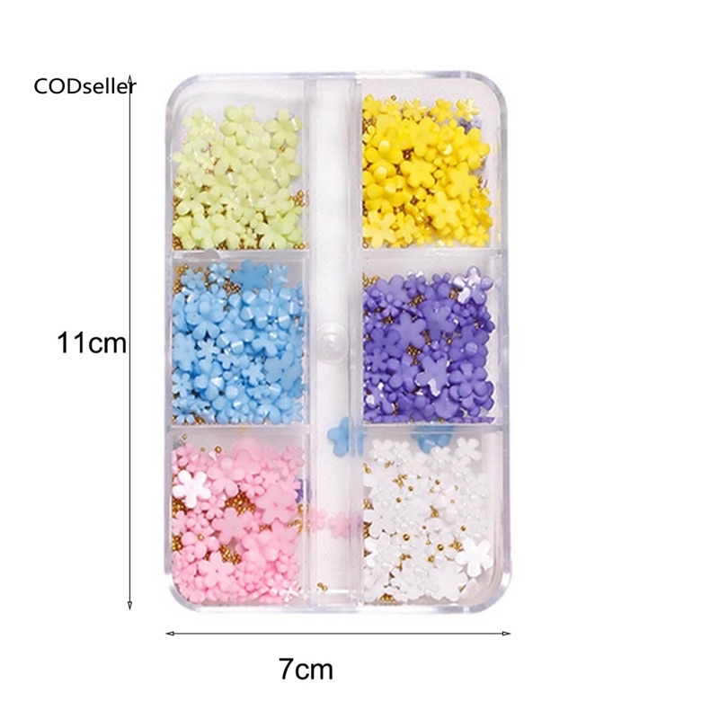 Cham hoa nhí đính móng khay 6 ngăn siêu đẹp mix màu