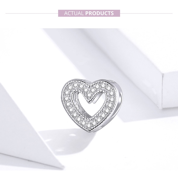 Phụ Kiện Bamoer Hình Trái Tim Bằng Bạc Dùng Làm Trang Sức Xinh Xắn