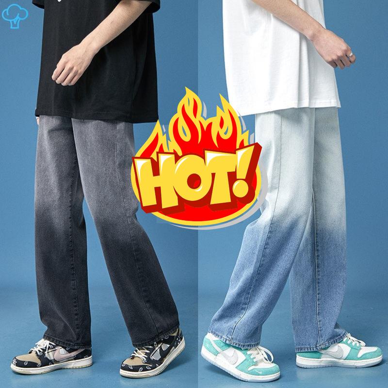 Quần jeans baggy nam dáng dài ống suông rộng phối loang màu cá tính vải bò mềm mại - Gen Z Store HN