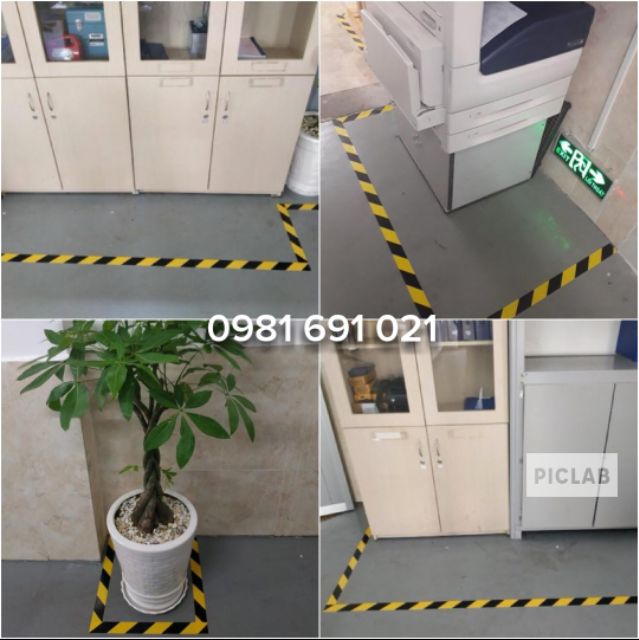 BĂNG KEO DÁN NỀN PHÂN CHIA KHU VỰC, BĂNG KEO CẢNH BÁO  - VÀNG ĐEN 5F X 33M - BAO BÌ KHẢ ANH