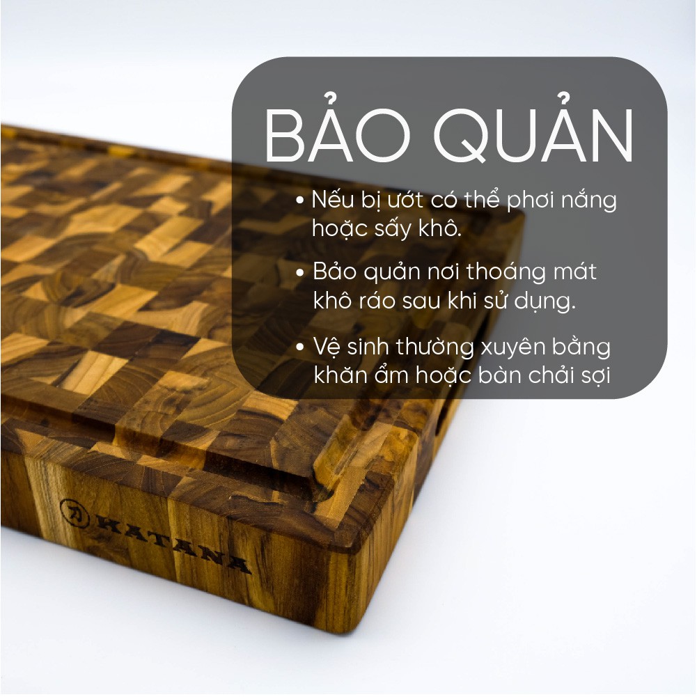 Thớt gỗ Teak KATANA hình chữ nhật KT05 280x400x38mm
