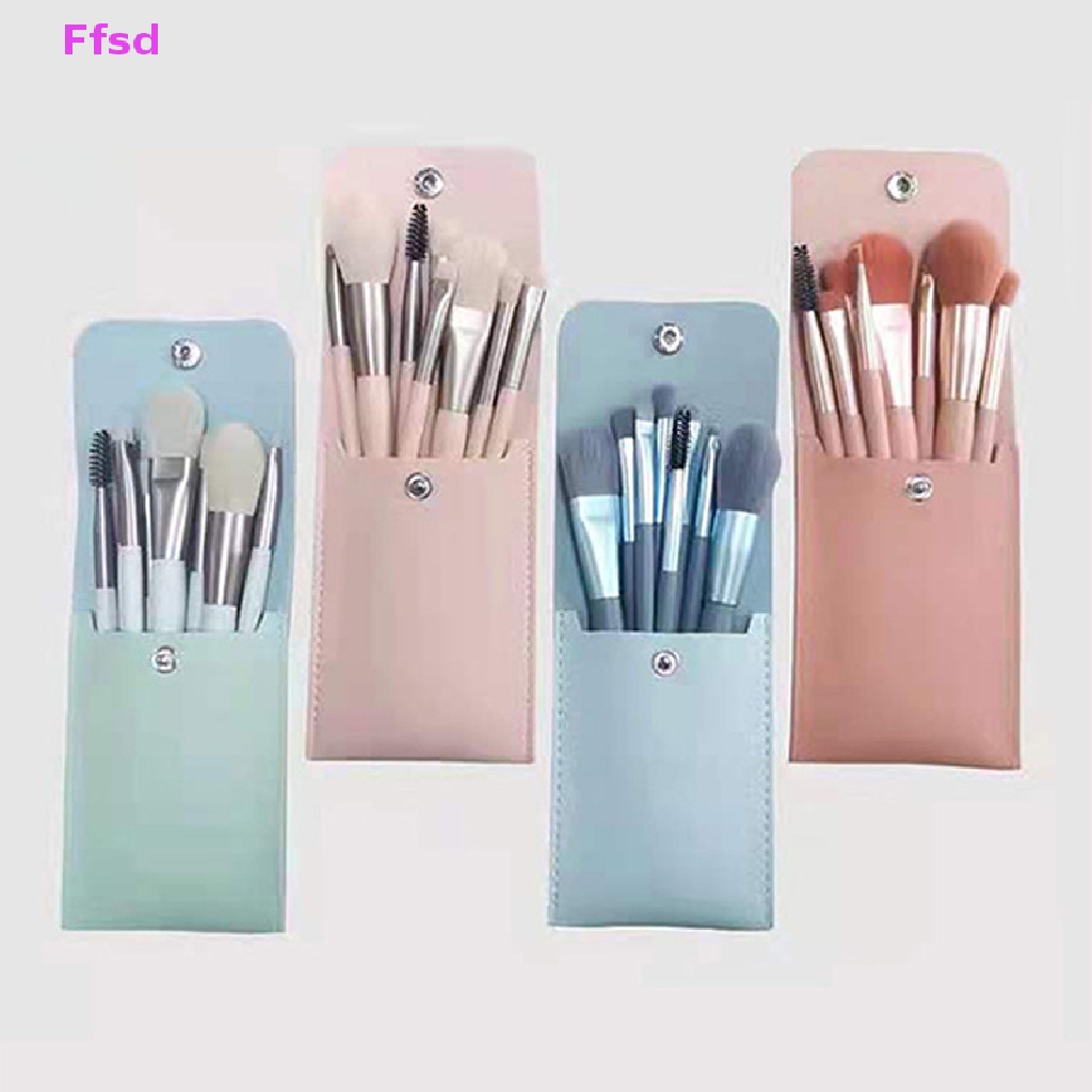 {Ffsd} Bộ 8 Cọ Trang Điểm Di Động Với Túi Đựng Cọ Trang Điểm / Phấn Má Hồng / Mắt Bán Chạy