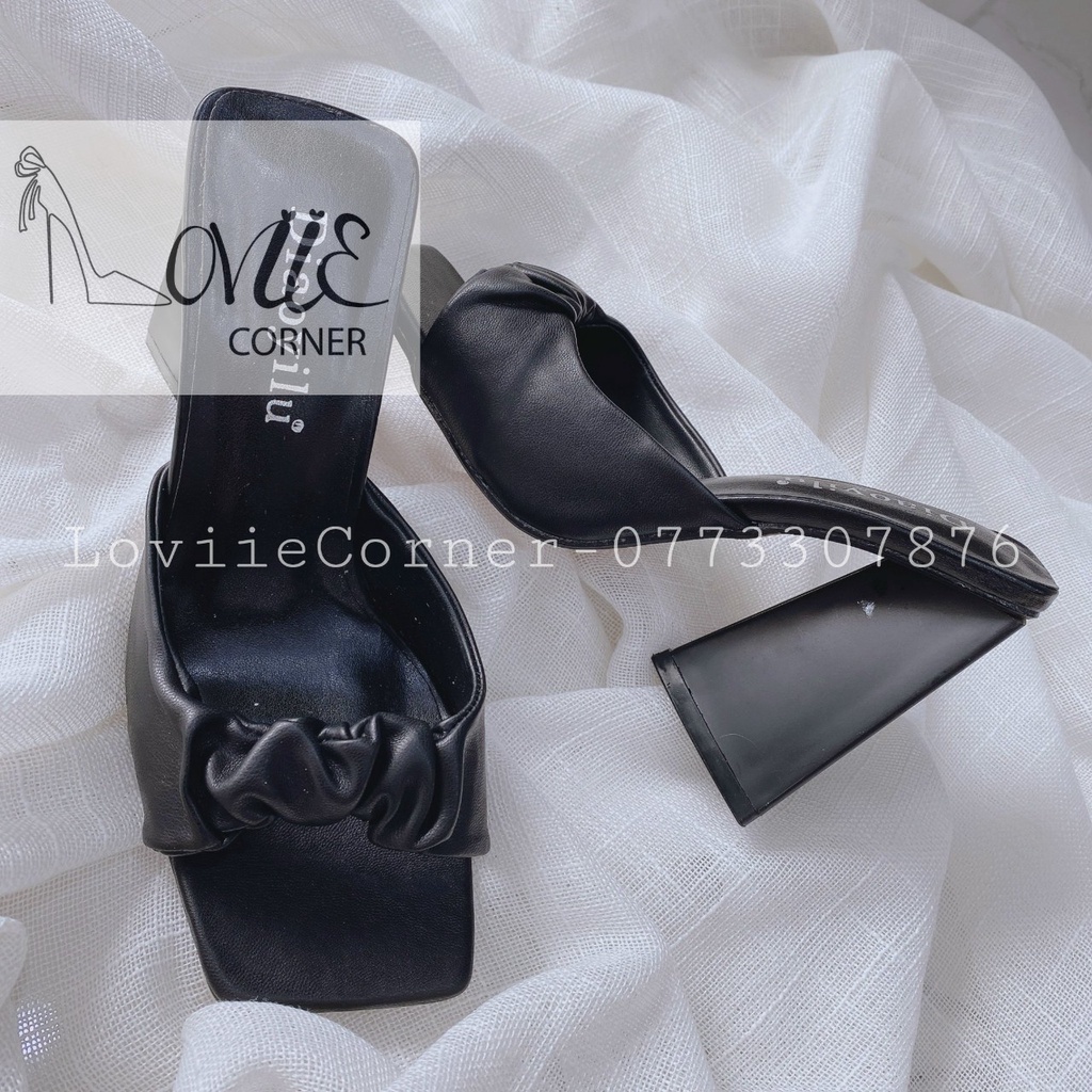 DÉP NỮ LOVIIE CORNER - GUỐC CAO GÓT TAM GIÁC QUAI NHÚNG THỜI TRANG - DÉP MŨI VUÔNG PHONG CÁCH D220301
