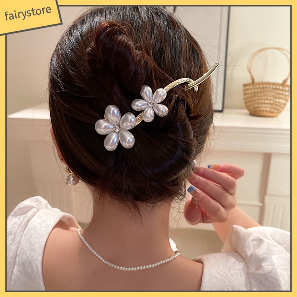 Kẹp Tóc Hình Chữ S Đính Ngọc Trai Giả Thanh Lịch Cho Nữ