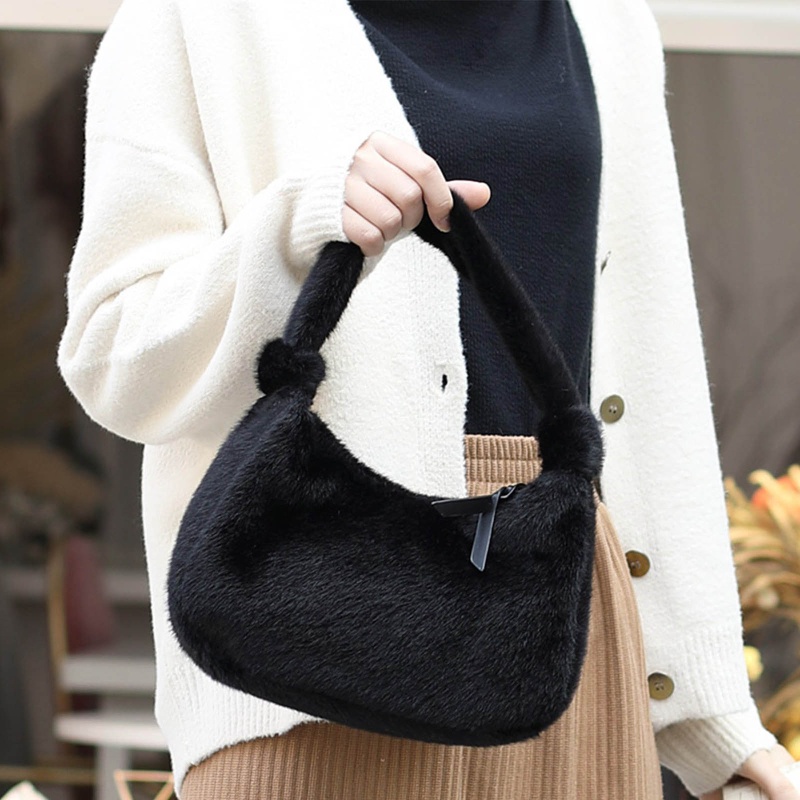Túi Xách Lông Giả Có Khóa Kéo Thời Trang Cho Nữ