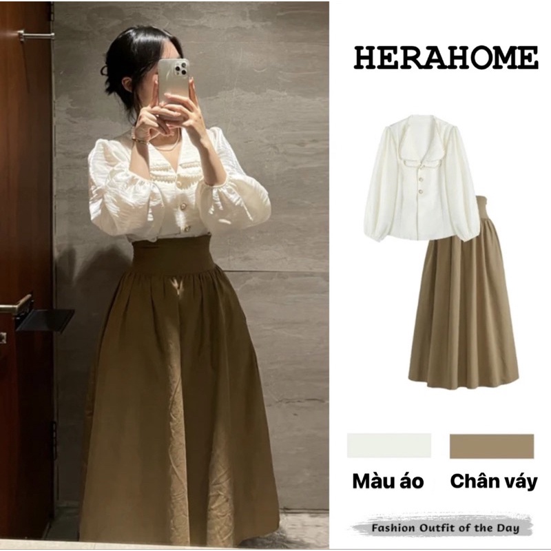 SET ÁO CỔ NGỌC CORSET KÈM CHÂN VÁY BẢN EO TO 💐 ulzzang 💐