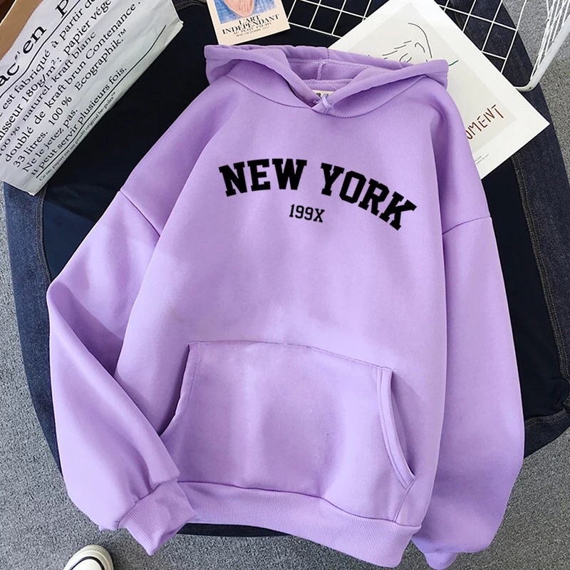 ÁO HOODIE NAM NỮ CHẤT LIỆU NỈ BÔNG MỀM MỊN SIZE TỪ 35-70kg GS28 NEWYORK