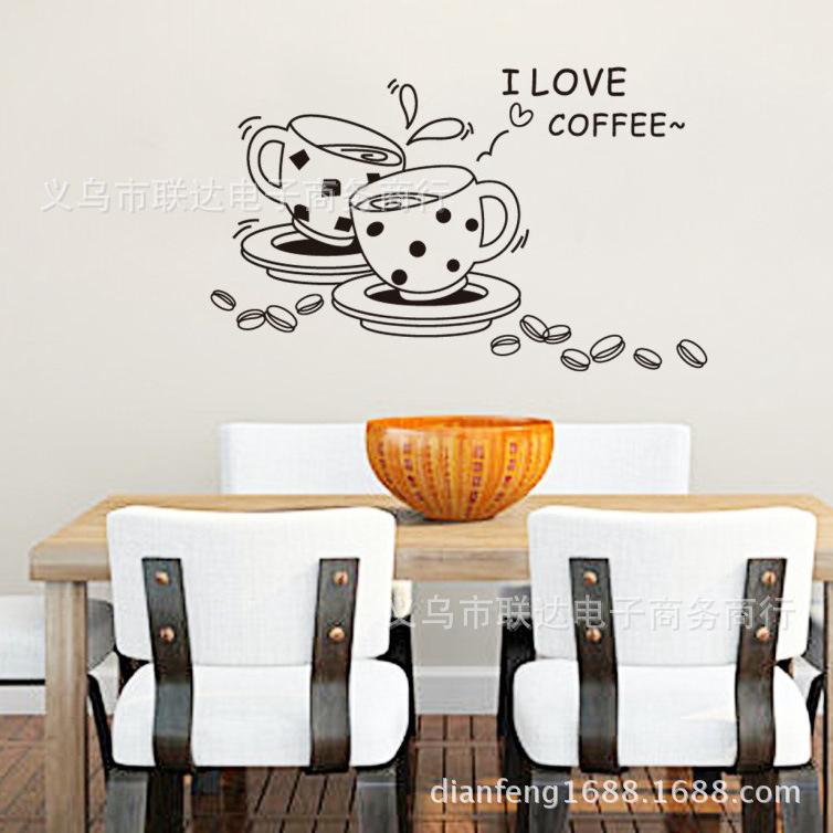 [Hàng Có Sẵn] Giấy Dán Tường Vẽ Hình Cốc Cà Phê Thế Hệ Thứ Ba Có Thể Tháo Rời Trang Trí Tiệm Cà Phê