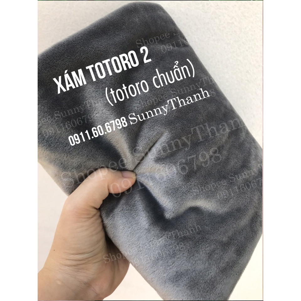 XÁM Vải lông nhung may khăn trải spa mịn cao cấp màu XÁM AMI, XÁM TOTORO